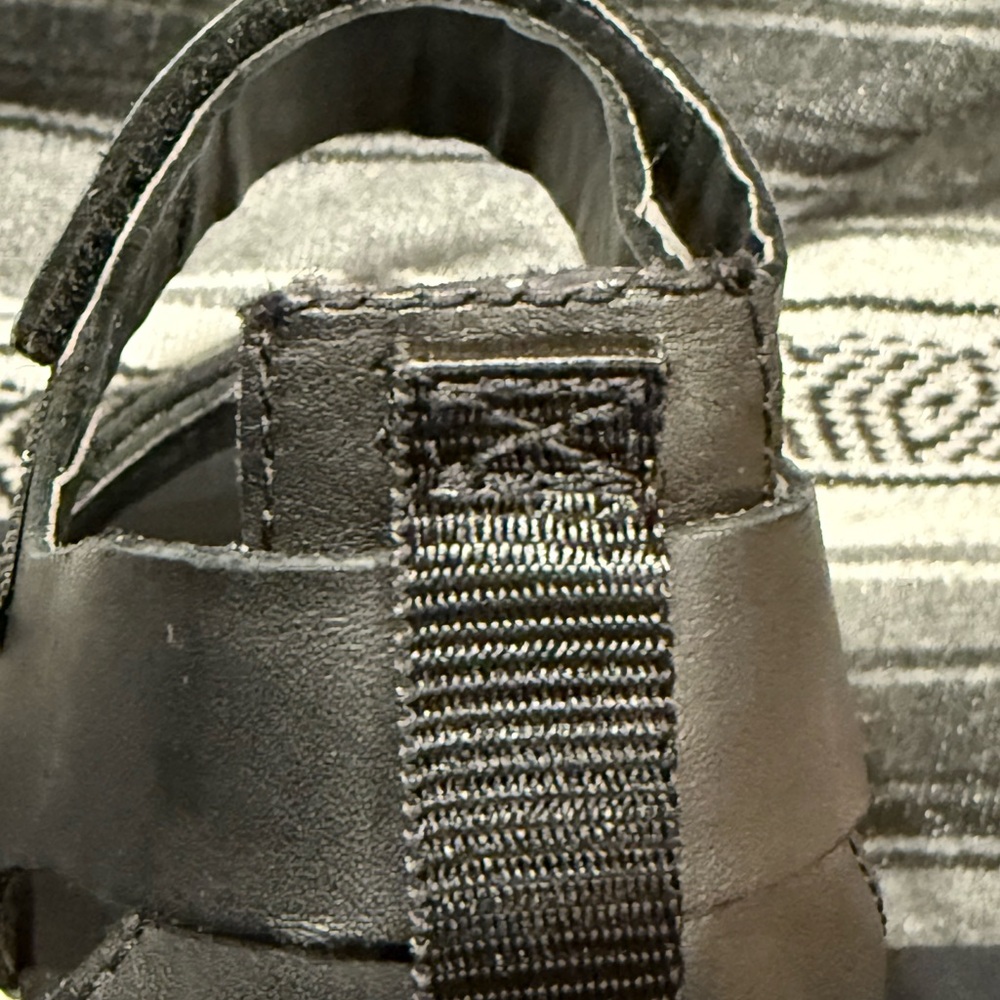 Sorel Black Leather Espadrille Wedge Sandals with Cream Rope Sole - Picture 10 of 11